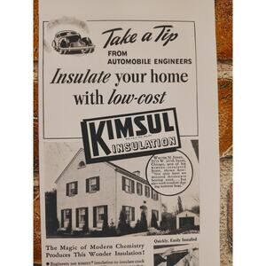 1940 Kimsul Insulation Home Construction Improvement‎ Vtg Print Ad